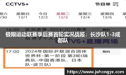 极限运动联赛季后赛首轮实况战报：长沙队1-3成都队